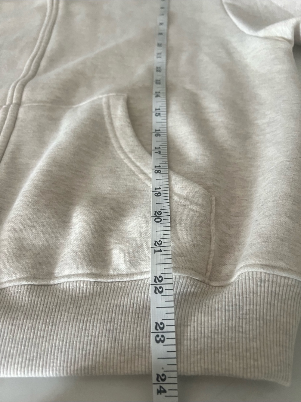 SKIMS Cotton Fleece Classic Cropped Zip Up Hoodie Oatmeal Heather L - Picture 16 of 16